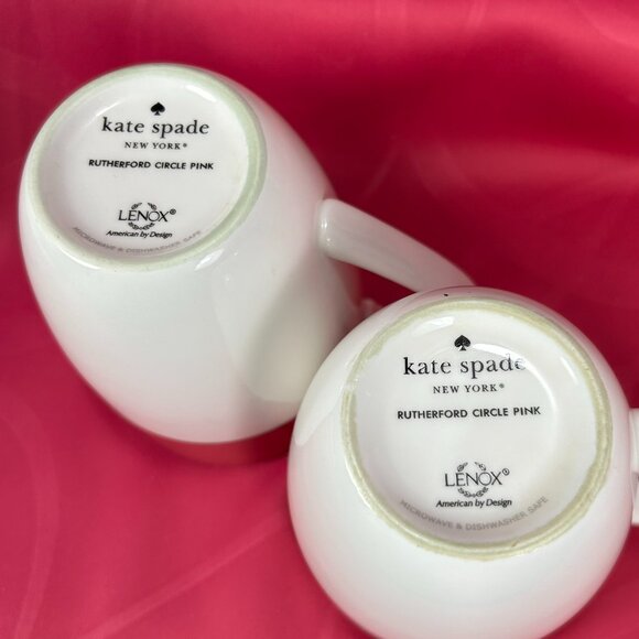 pair of Kate Spade x Lenox Rutherford Circle Pink coffee mugs - Picture 4 of 5